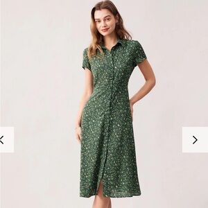 NWT Rihoas The Green Lapel Button Up Floral Midi Dress
